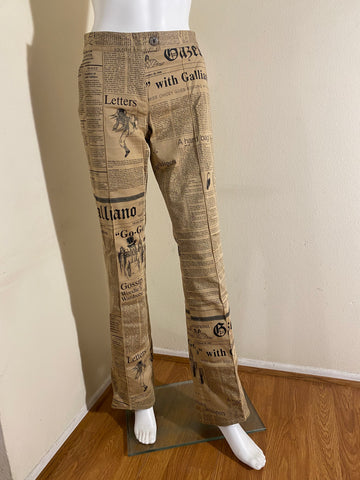 John Galliano Newspaper Trouser Beige Size 42 / 8