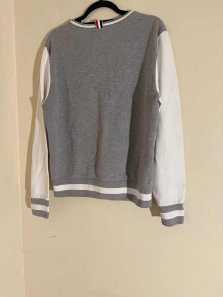 THOM BROWNE 4-Bar Striped Crewneck Cotton Sweatshirt Sz: 2