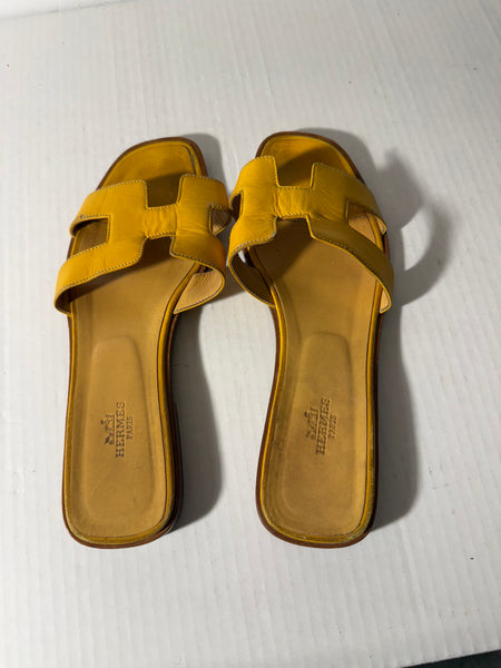 Hermes Women's Yellow Sandals Sz 38.5