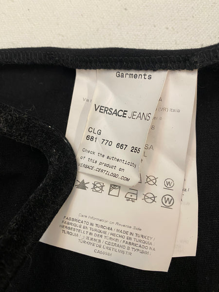 Versace Jeans Men's Black & Multicolor Logo V Short Sleeve T-Shirt Size: M