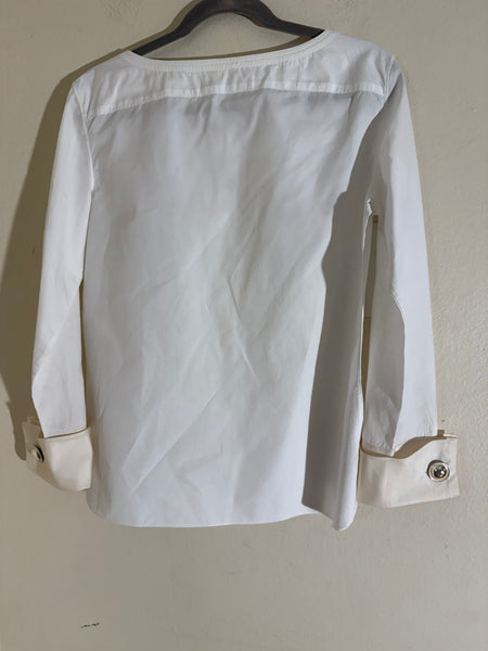 Balenciaga Tops Scoop Neck Long Sleeve White Shirt Sz42