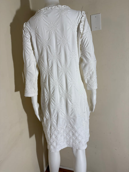 Chanel White Fringe-Embellished Dress Sz:42