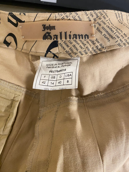 John Galliano Newspaper Trouser Beige Size 42 / 8