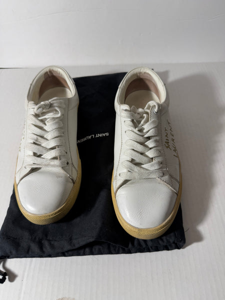 Saint Laurent Court Classic White Women's Sneakers Leather Sz 39