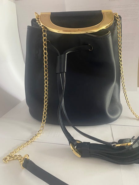 Zac Zac Posen Leather Black Bucket Bag