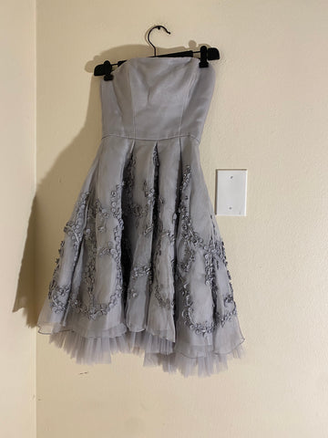 vera wang strapless grey flawless dress Sz 0/XS