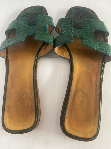 Hermes Sandals Snakeskin Leather Sz 39.5/9