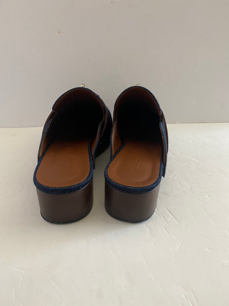 Hermes Denim Kelly Lock Clogs Sz 41 / 10