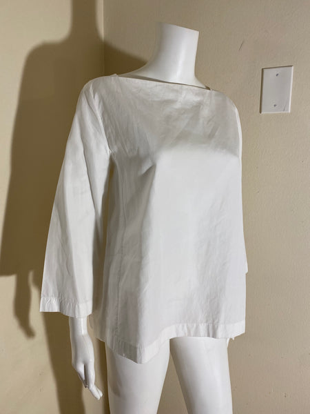 Hermès White 3/4-Sleeve Boat-Neck Blouse Sz40/ 6