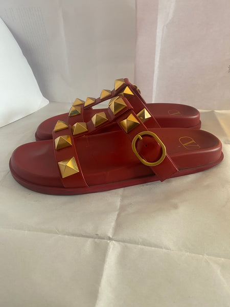 VALENTINO ROMAN STUD LEATHER SANDAL Sz 38.5/8