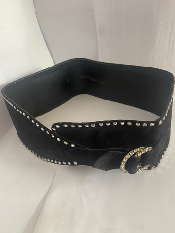 Yves Saint Laurent Double-Layer Black Suede Wrap Belt