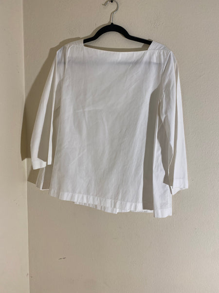 Hermès White 3/4-Sleeve Boat-Neck Blouse Sz40/ 6