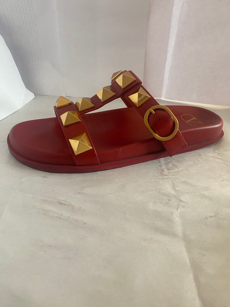 VALENTINO ROMAN STUD LEATHER SANDAL Sz 38.5/8