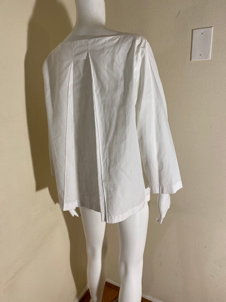 Hermès White 3/4-Sleeve Boat-Neck Blouse Sz40/ 6