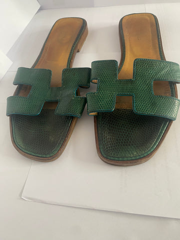 Hermes Sandals Snakeskin Leather Sz 39.5/9