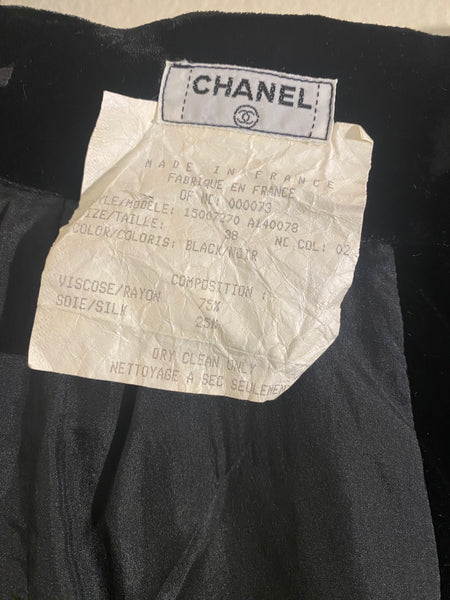 Chanel Black Vintage Velvet Long Skirt US4, Fr 38| S