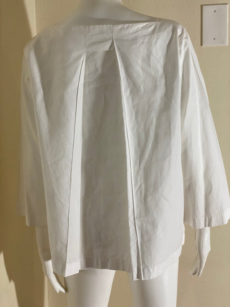 Hermès White 3/4-Sleeve Boat-Neck Blouse Sz40/ 6