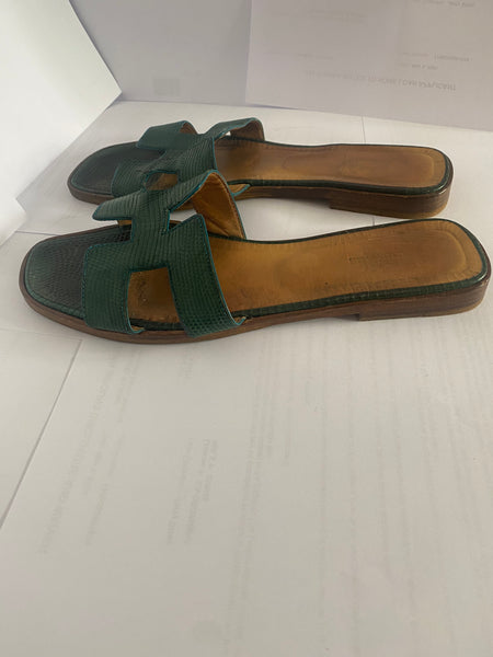 Hermes Sandals Snakeskin Leather Sz 39.5/9