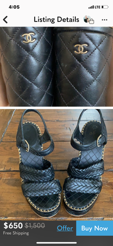 CHANEL 2015 interlocking c logo sling back Karl Lagerfeld edition Size:38.5