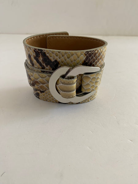 MaxMara Python-embossed Leather Cuff Bracelet