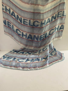 CHANEL MULTICOLOR LOGO SILK SCARF