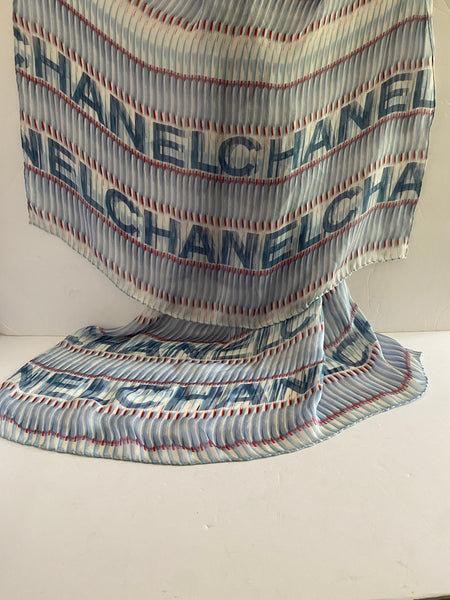 CHANEL MULTICOLOR LOGO SILK SCARF