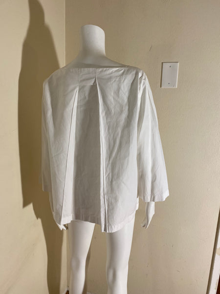 Hermès White 3/4-Sleeve Boat-Neck Blouse Sz40/ 6