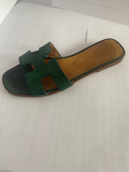 Hermes Sandals Snakeskin Leather Sz 39.5/9