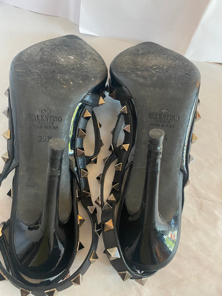 Valentino Rockstud Caged Patent Pump Sz 39.5/9