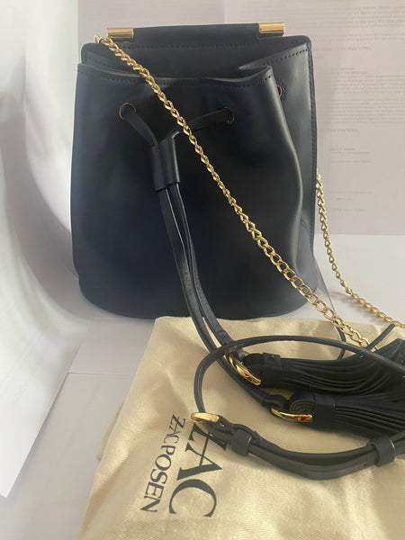 Zac Zac Posen Leather Black Bucket Bag