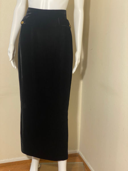 Chanel Black Vintage Velvet Long Skirt US4, Fr 38| S