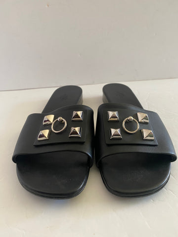 HERMES Open Toe Casual Style Studded Sandals