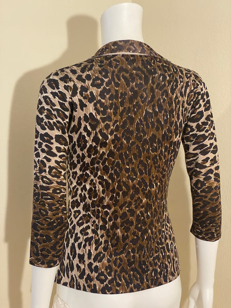 Dolce & Gabbana Leopard-Print Silk Top Sz 38