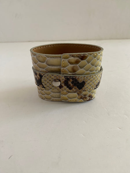 MaxMara Python-embossed Leather Cuff Bracelet