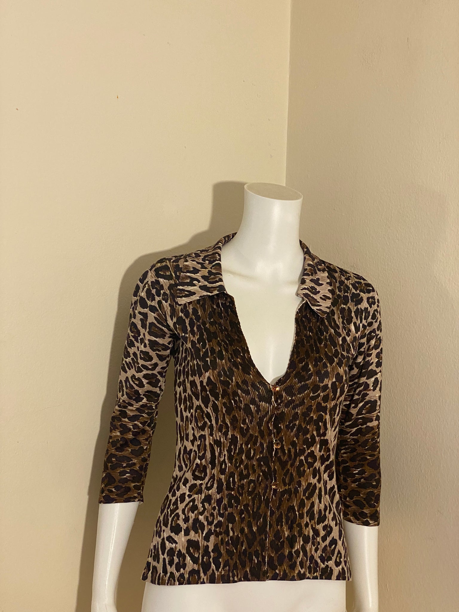 Dolce & Gabbana Leopard-Print Silk Top Sz 38