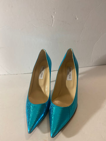 Jimmy Choo Snake-Embossed Leather Pumps Sz: 40.5/9.5