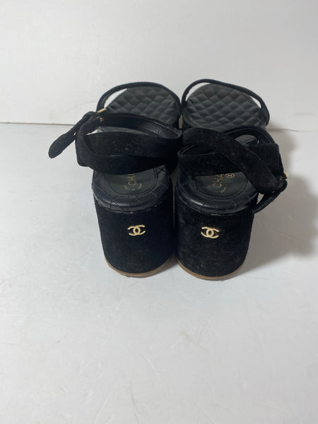 Chanel Suede Platform Sandals Size: 40