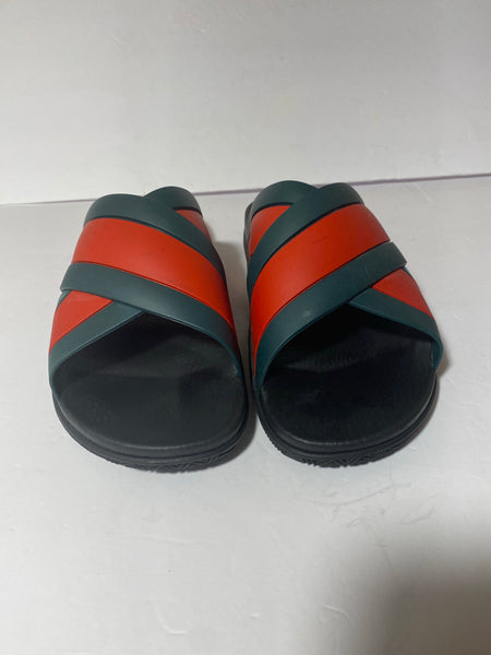 Gucci Men's rubber slide sandal with Web Size: 12