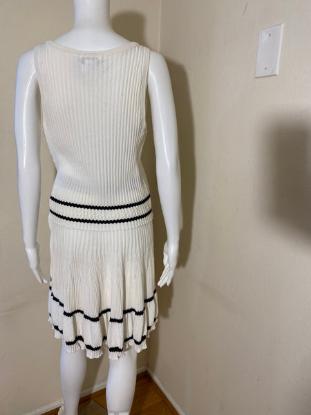 Chanel Pleated Knit Skirt With ‘CHANEL’ Logo Waistband Size: 38