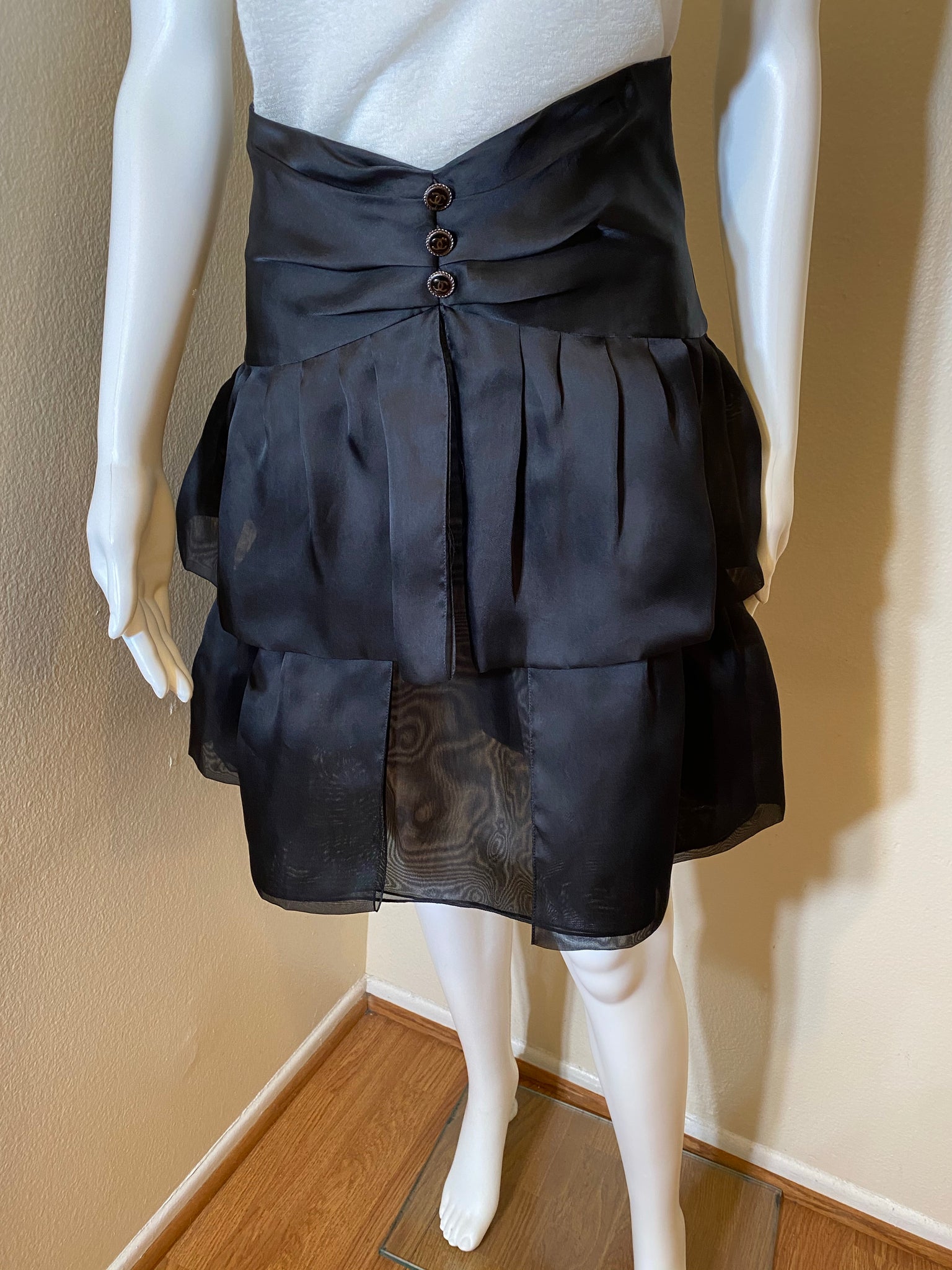 CHANEL Black Silk Skirt