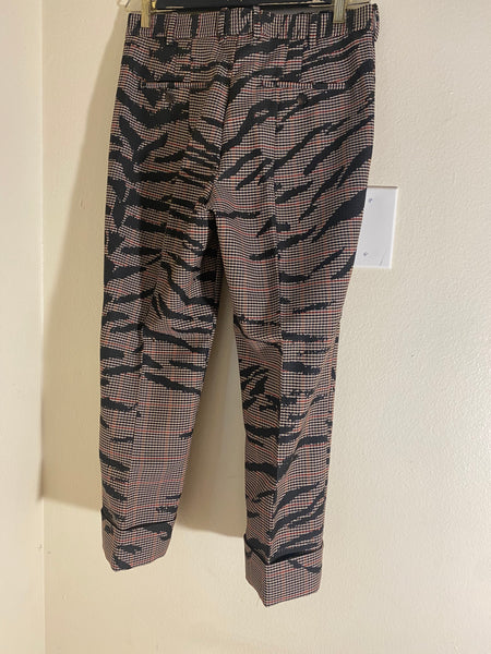 Neil Barrett Men’s Prince Of Wales Check & Tiger Print Slim Tube Leg Trousers Sz: 46/ 30