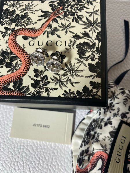Gucci Silver interlocking G earrings