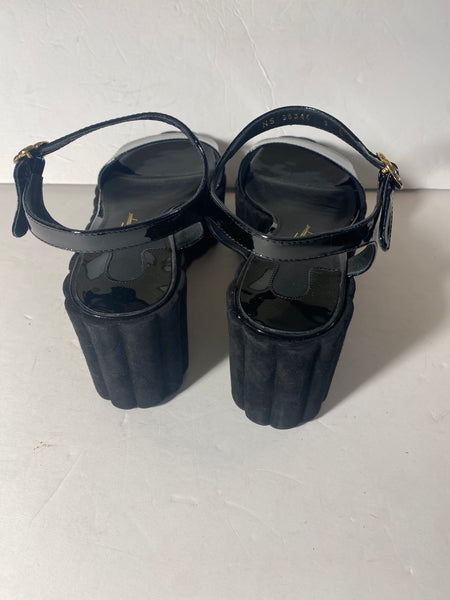 Salvatore Ferragamo Black Patent Leather Sandals Sz: 9