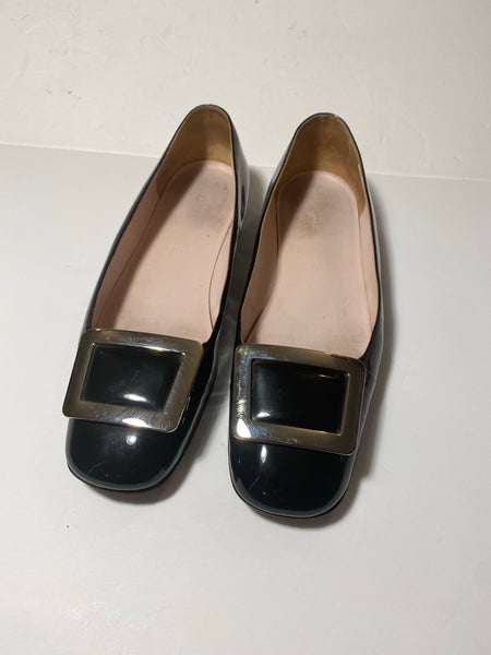 Celine Silver Buckle Black Flats Size: 39