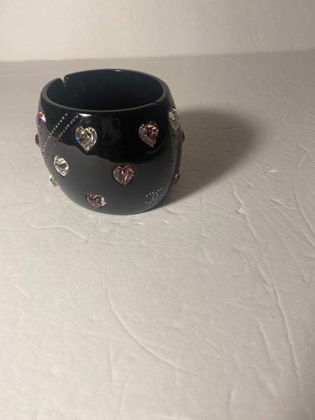 CHANEL Strass & Resin CC Cuff Bracelet