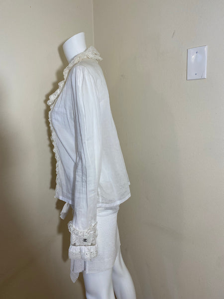 Chanel White Long Sleeves Shirt Size 40