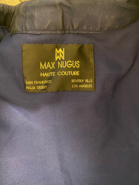 MAX NUGUS HAUTE COUTURE Blue Silk Suit SIZE M 6