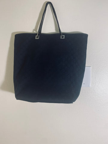 Gucci Shoulder Black Gg Canvas Tote Bag