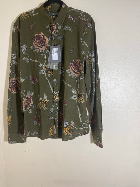 MCQ Green  Floral Print Long Sleeve Shirt Size: 50