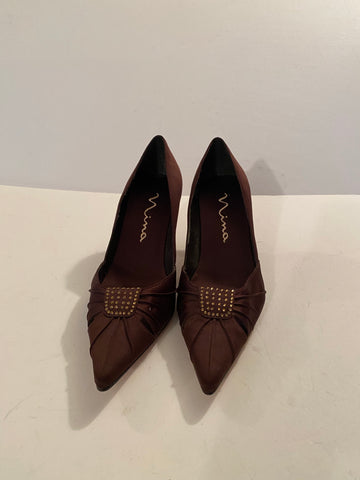 NINA Brown Satin Shoes